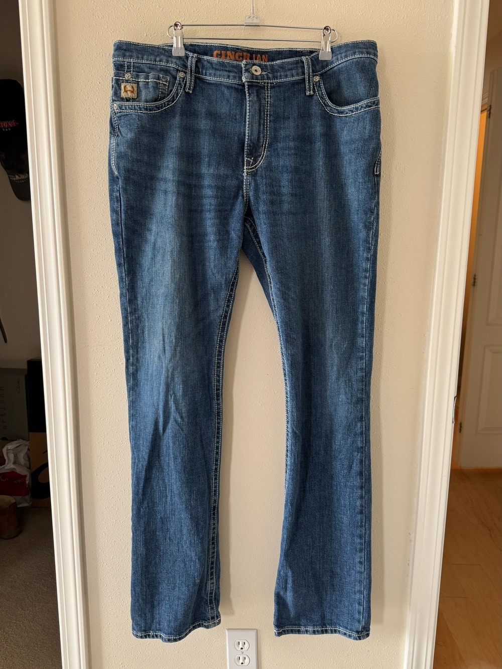 CINCH Men’s 38 X 36 Slim Fit Bootcut Blue Medium Wash Denim Jeans Mid Rise